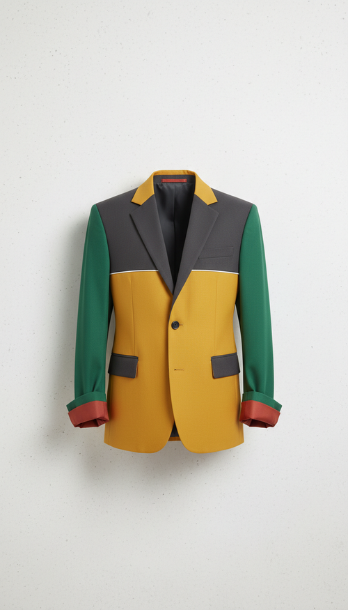 Tailored Jacket With Metro Yellow Blocks